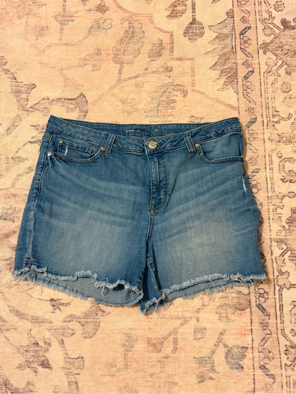 Seven7 Medium Blue Distressed Denim Shorts